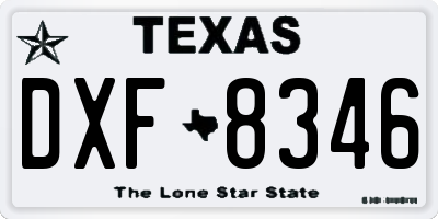 TX license plate DXF8346