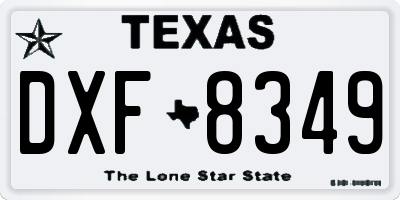 TX license plate DXF8349