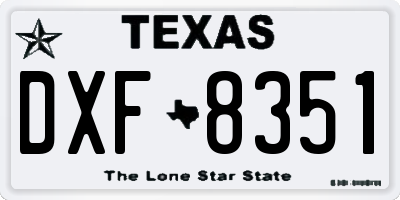 TX license plate DXF8351