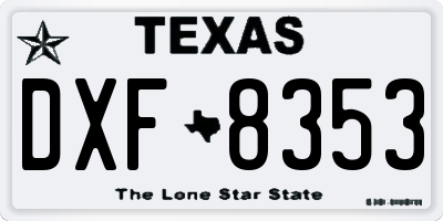 TX license plate DXF8353