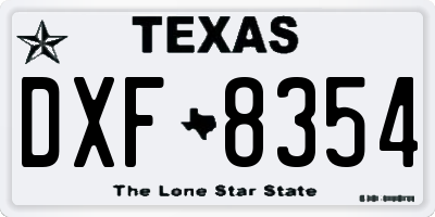 TX license plate DXF8354