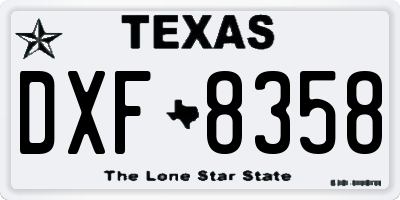 TX license plate DXF8358