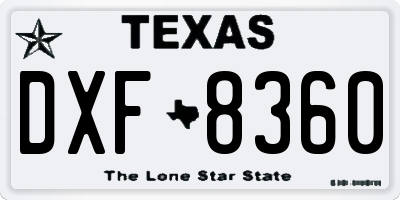 TX license plate DXF8360