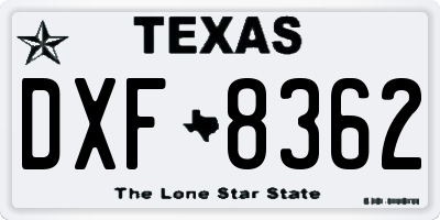 TX license plate DXF8362