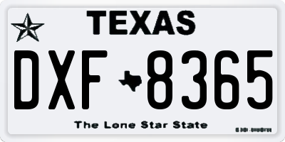 TX license plate DXF8365