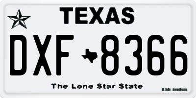 TX license plate DXF8366