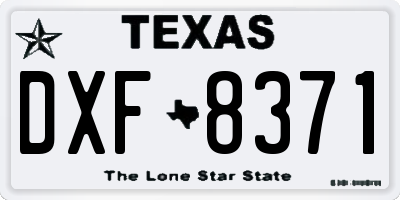 TX license plate DXF8371