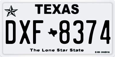 TX license plate DXF8374