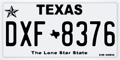 TX license plate DXF8376