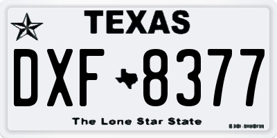 TX license plate DXF8377