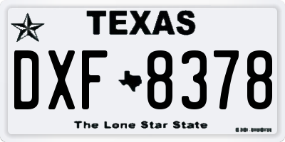 TX license plate DXF8378
