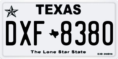 TX license plate DXF8380