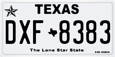 TX license plate DXF8383