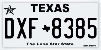 TX license plate DXF8385