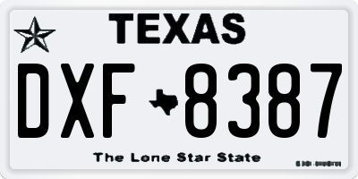 TX license plate DXF8387