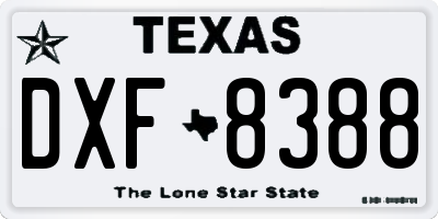 TX license plate DXF8388