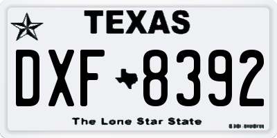 TX license plate DXF8392