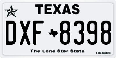 TX license plate DXF8398
