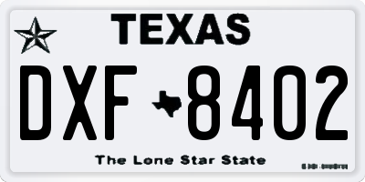 TX license plate DXF8402