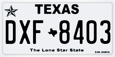TX license plate DXF8403