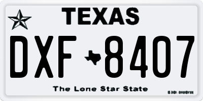 TX license plate DXF8407