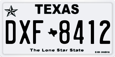 TX license plate DXF8412