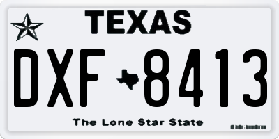TX license plate DXF8413
