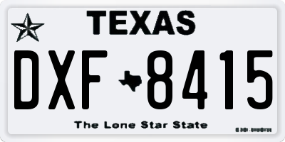 TX license plate DXF8415