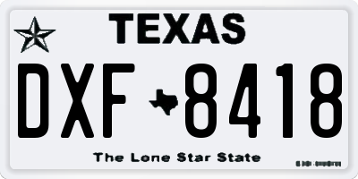 TX license plate DXF8418