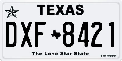 TX license plate DXF8421