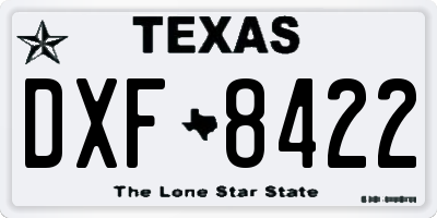 TX license plate DXF8422
