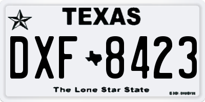 TX license plate DXF8423