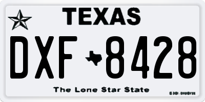 TX license plate DXF8428