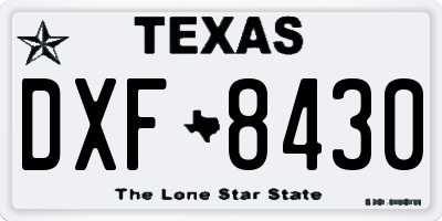 TX license plate DXF8430