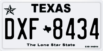 TX license plate DXF8434