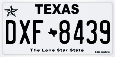 TX license plate DXF8439