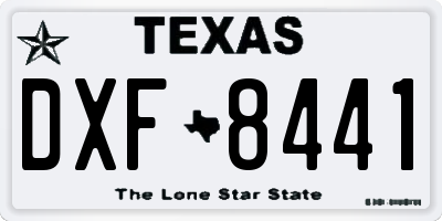 TX license plate DXF8441