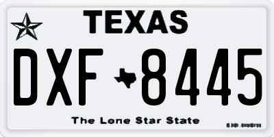TX license plate DXF8445