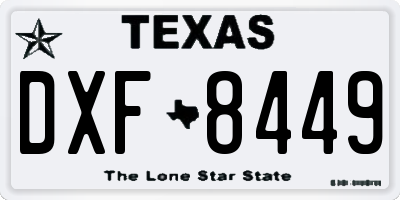 TX license plate DXF8449