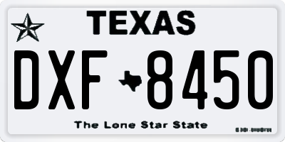TX license plate DXF8450