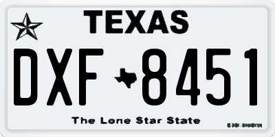 TX license plate DXF8451