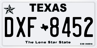 TX license plate DXF8452
