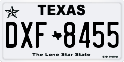 TX license plate DXF8455