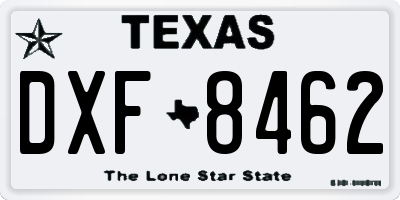 TX license plate DXF8462