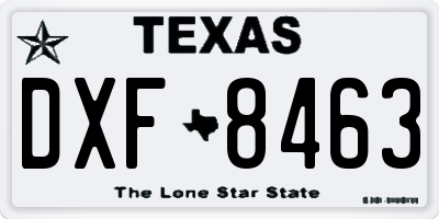 TX license plate DXF8463