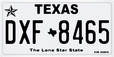 TX license plate DXF8465