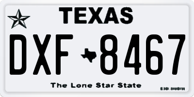 TX license plate DXF8467
