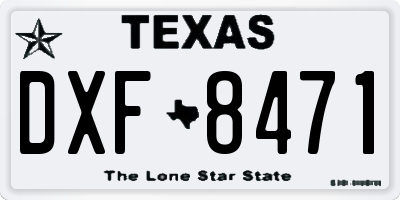 TX license plate DXF8471