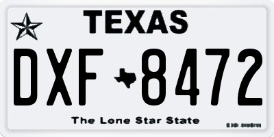 TX license plate DXF8472