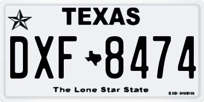 TX license plate DXF8474
